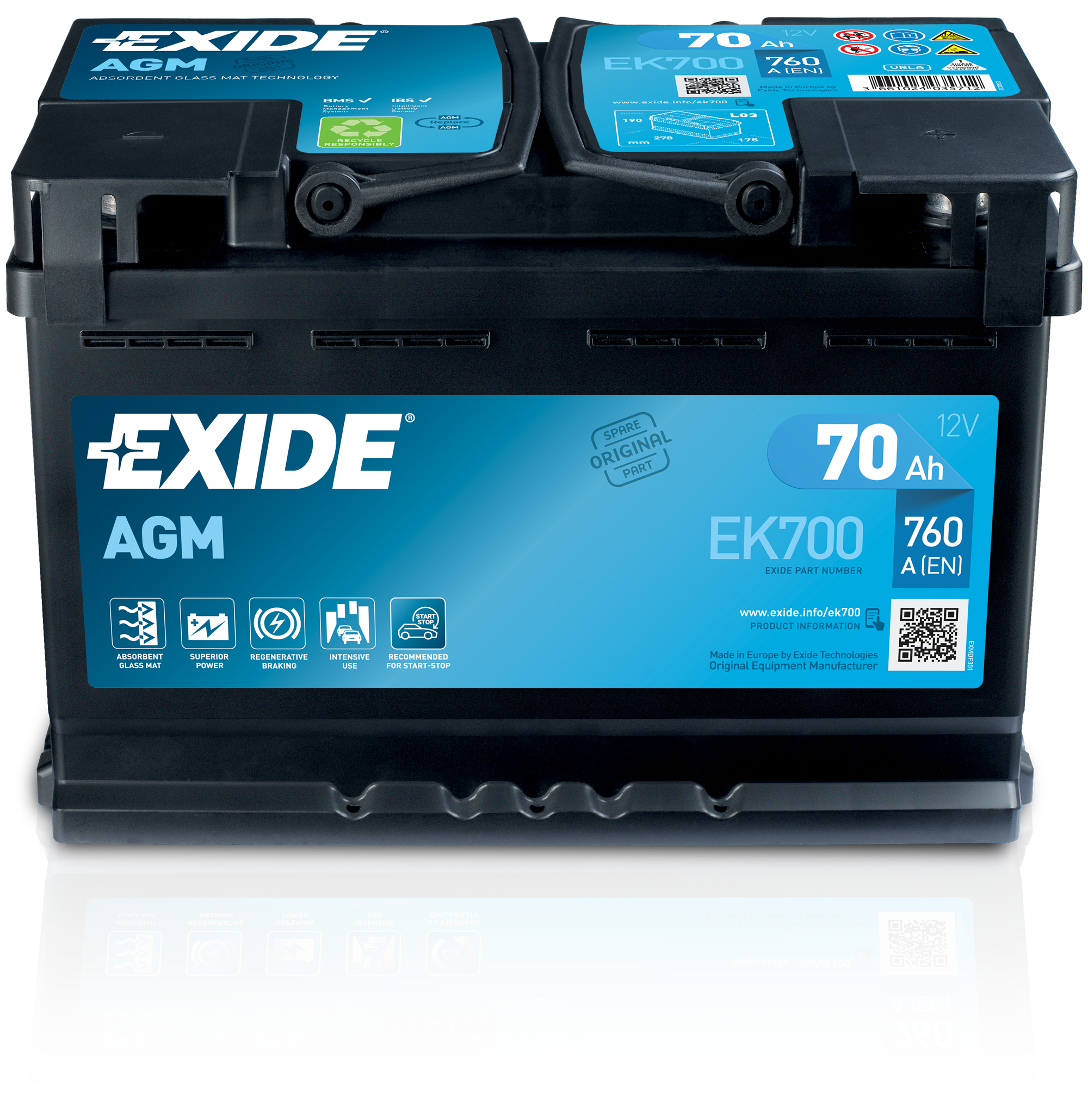 EXIDE EXIDE エキサイド AGM-L5 欧州車用バッテリー EXIDE AGMシリーズ｜オイル、バッテリーメンテナンス用品 