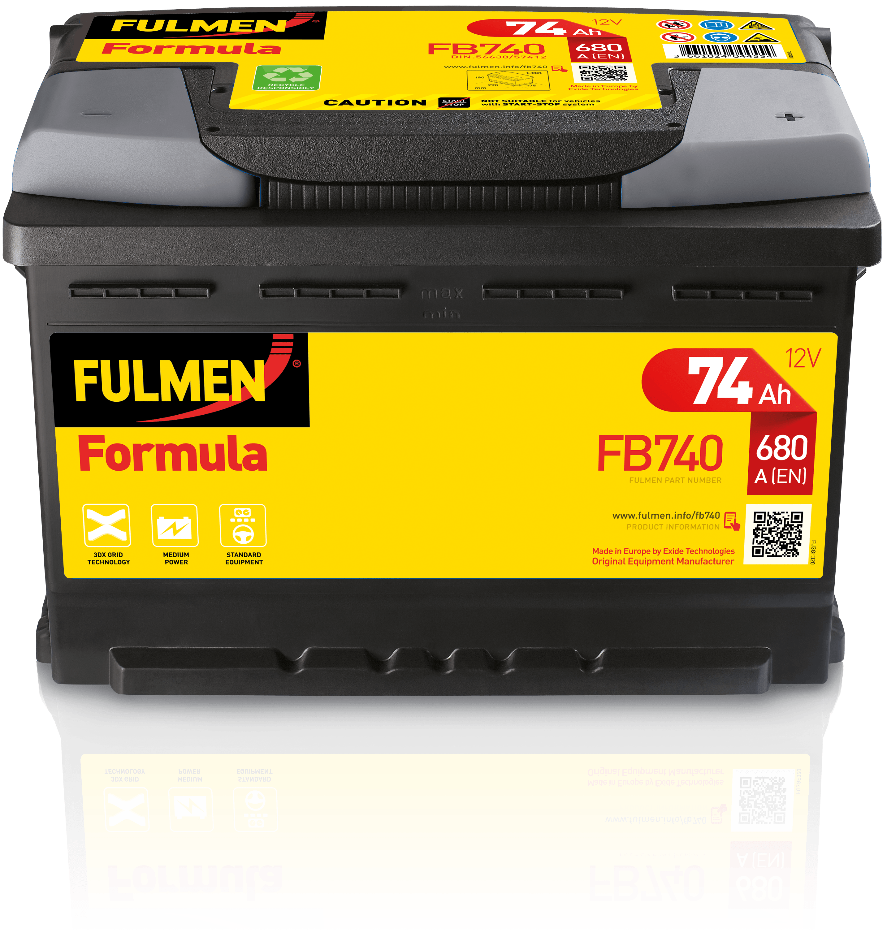 Batterie FULMEN Formula XTREME FA612 12v 60AH 600A LB2D