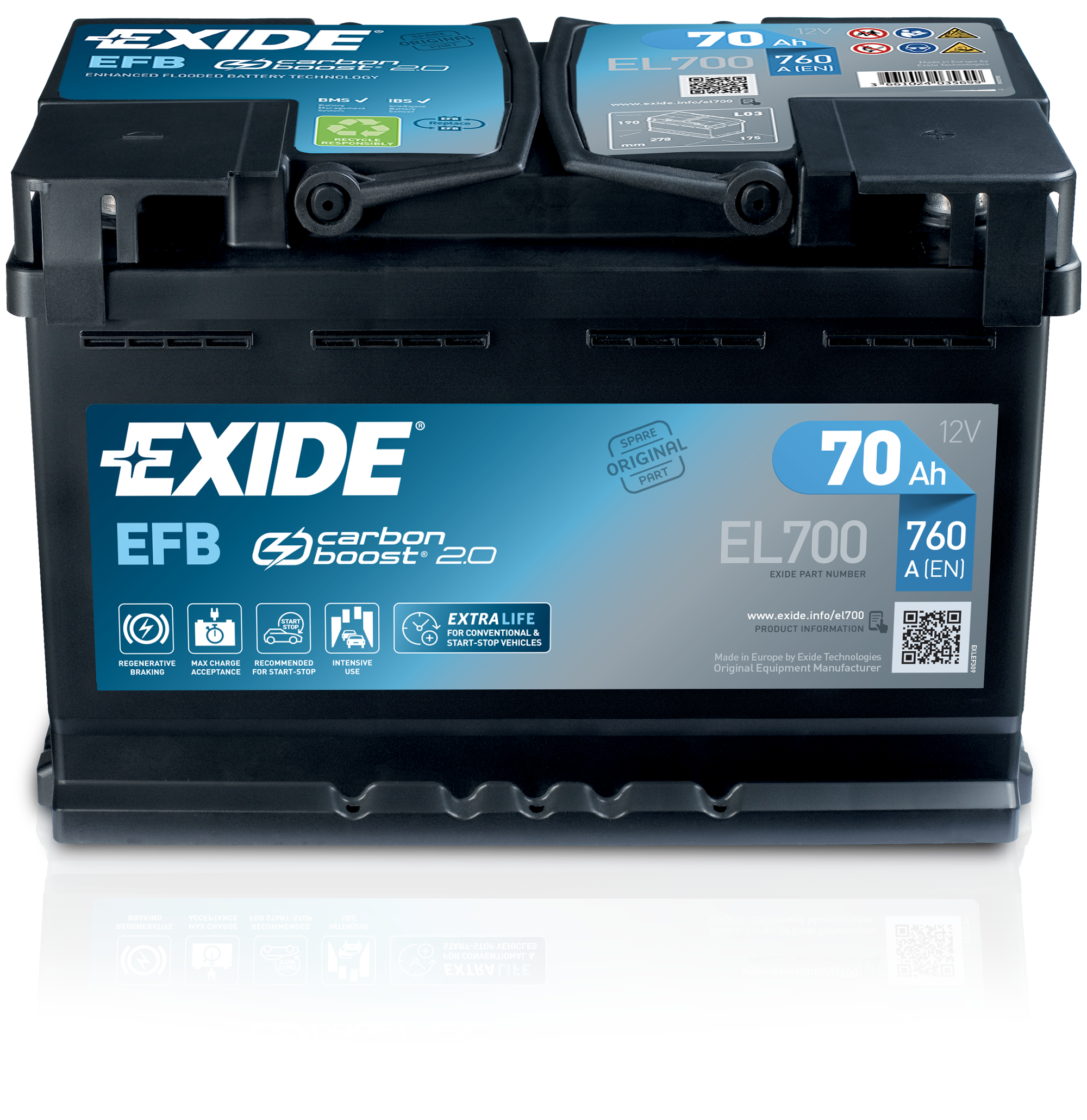 EXIDE EFB EL604 Batterie de Voiture 60Ah 520A 