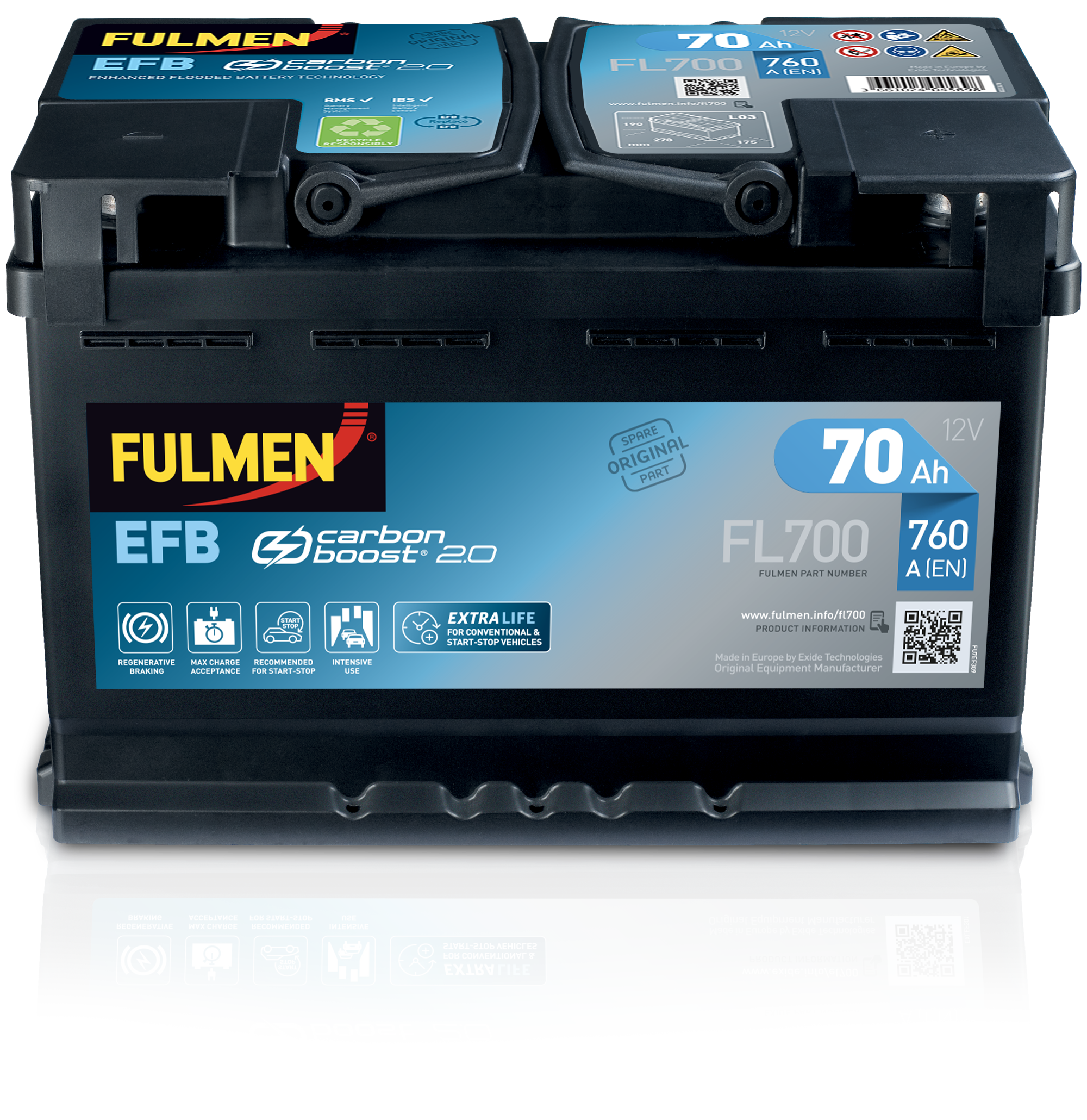 Batterie FULMEN Start-Stop EFB 12V 60Ah 520A +D