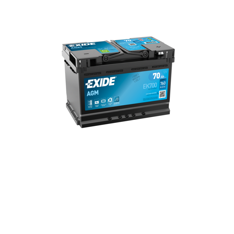 EK700 (067AGM) EXIDE EK700 Start-Stop Batterie 12V 70Ah 760A B13 Batterie  AGM