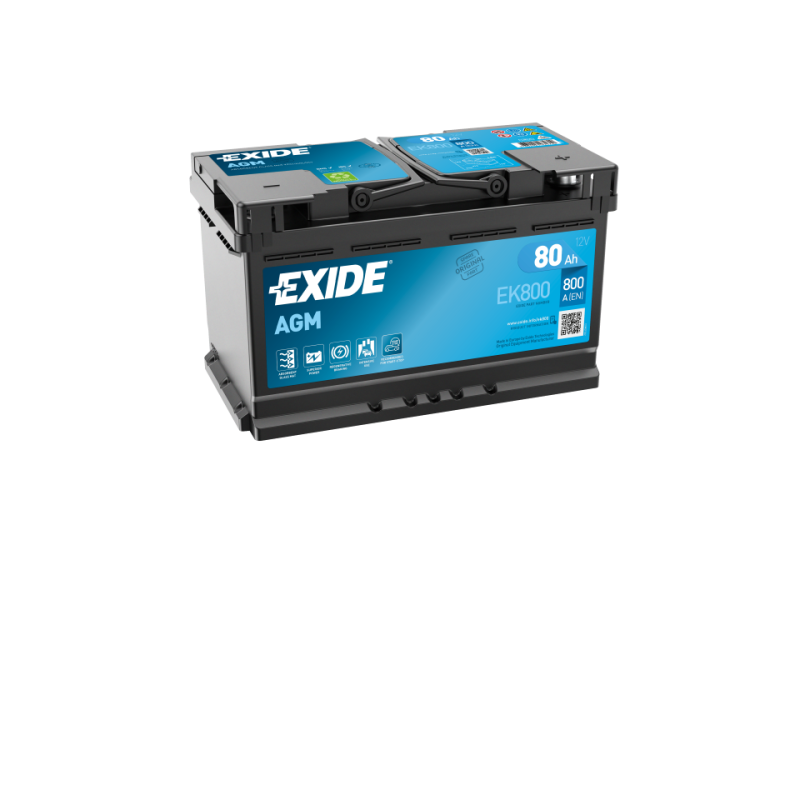 BATTERIE EXIDE START STOP AGM EK800 12V 80AH 800A - Batteries Auto,  Voitures, 4x4, Véhicules Start & Stop Auto - BatterySet