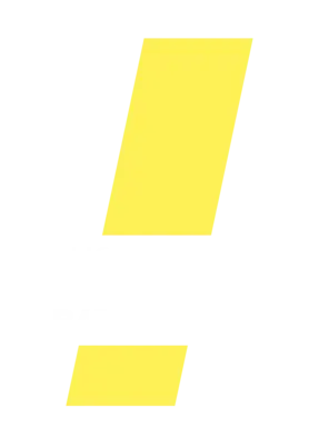 Yellow exclamation mark logo with white text.