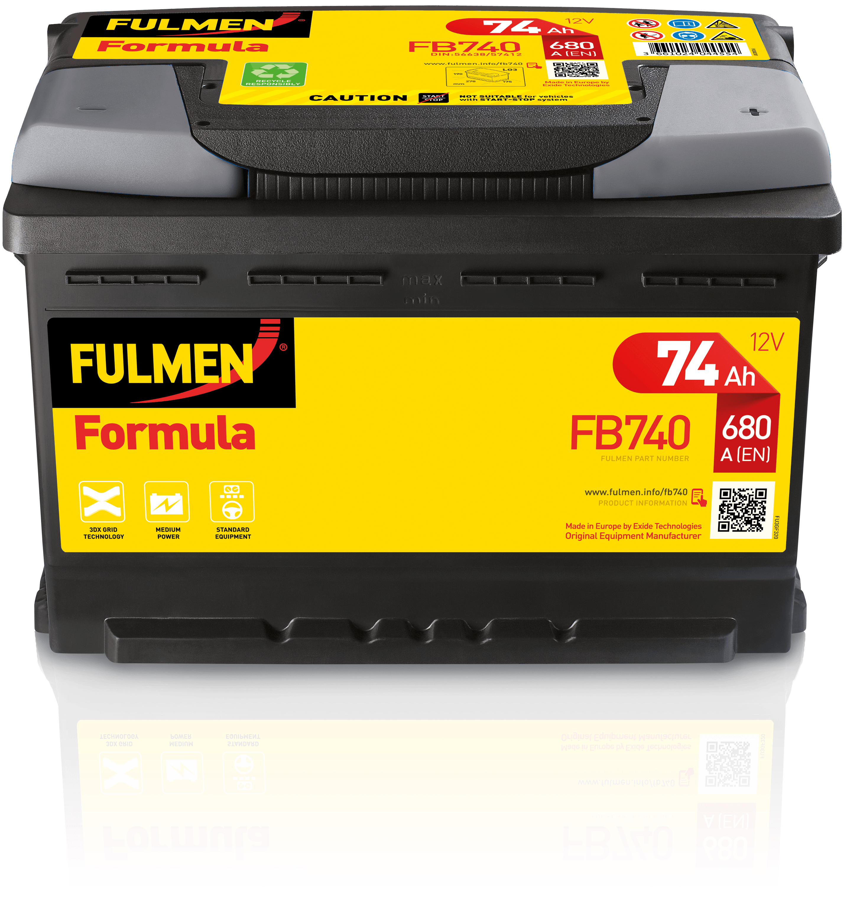 Batterie de démarrage FB852 Fulmen 12V 85Ah 760A