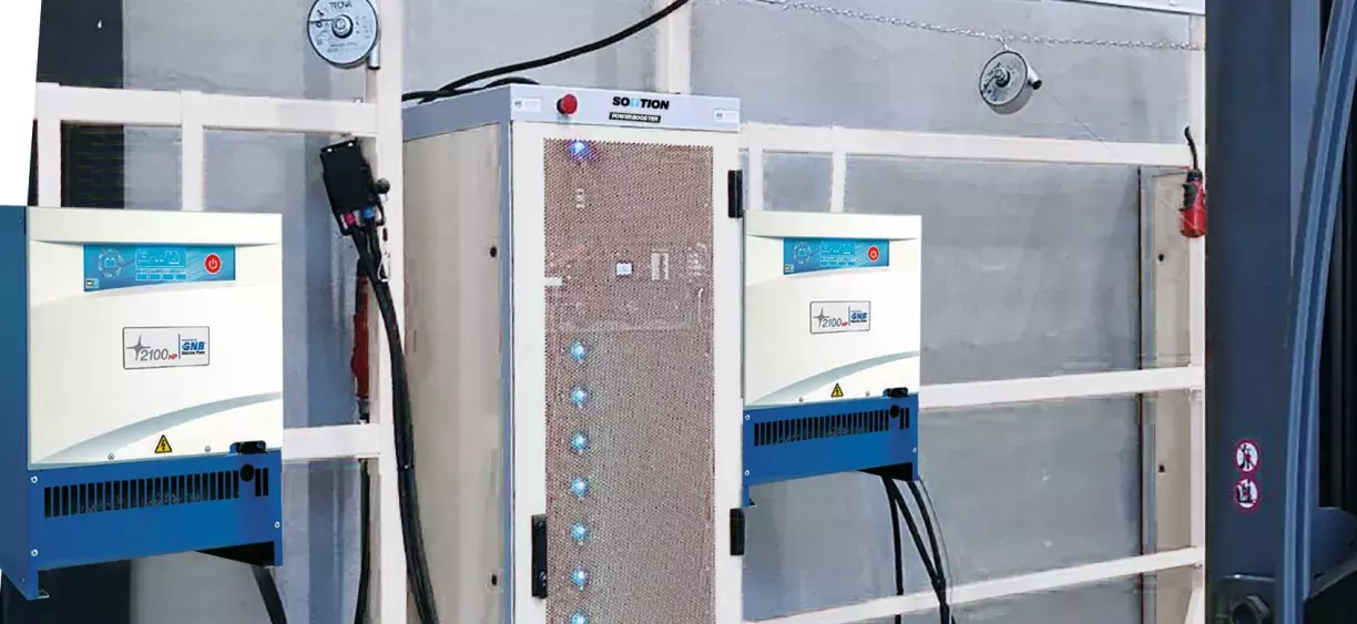 Customized Energy Systems, boosting, energy Storage systems for fast charging of forklift batteries, peak shaving energy supply